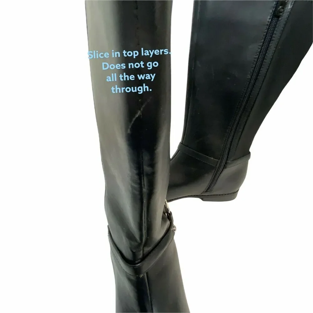 Michael Kors Riding Boots Women's Emma Kaya Black Round Toe Knee High size 6